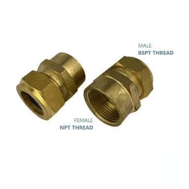 Female NPT to Male BSPT Connector with Brass nut, HT washer,SS Cir-clip