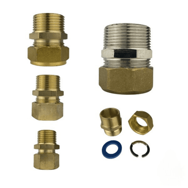 Male NPT to Male BSPT Connector with Brass nut, HT washer, SS Cir-clip
