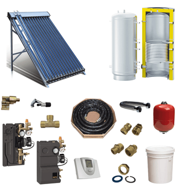 Closed Loop Solar Water heater Kit with 1x15 Tubes Collector, 100L Storage Tank and selected options