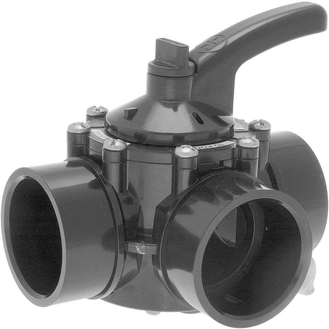 Hayward PSV Serie Black PVC 3-Way Manual Valve (1.5" and 2" Ports)