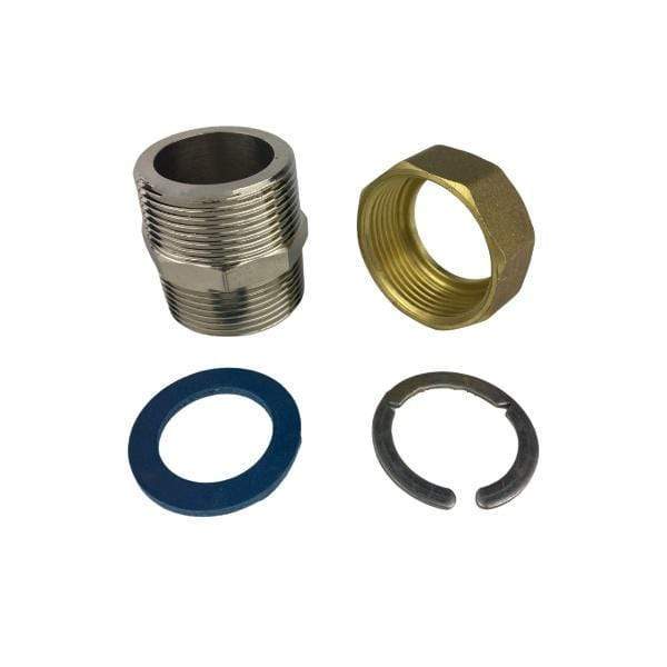 Male NPT to Male BSPT Connector with Brass nut, HT washer, SS Cir-clip