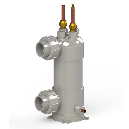 Shell and Tube Refrigerant to Water Titanium Heat Exchanger - 12KW (41MBH)