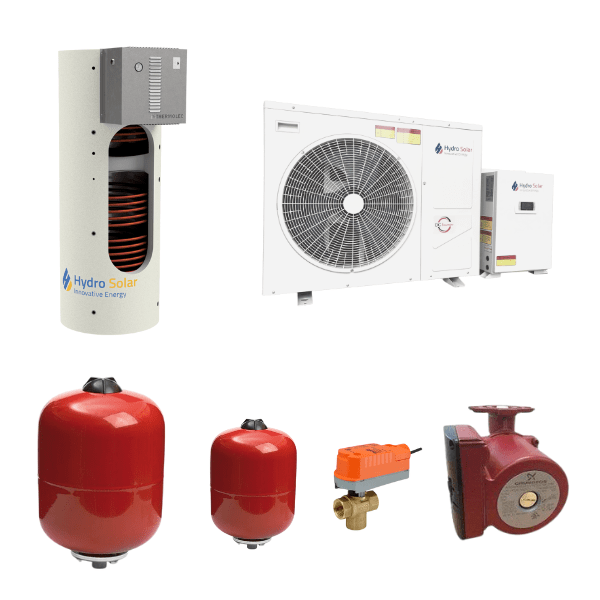 Split Air to Water Heat Pump Kit HPATWSDCT10303- Dual Compartment tank and Accessories