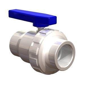 White PVC Ball Valve with Union - Slip to Slip