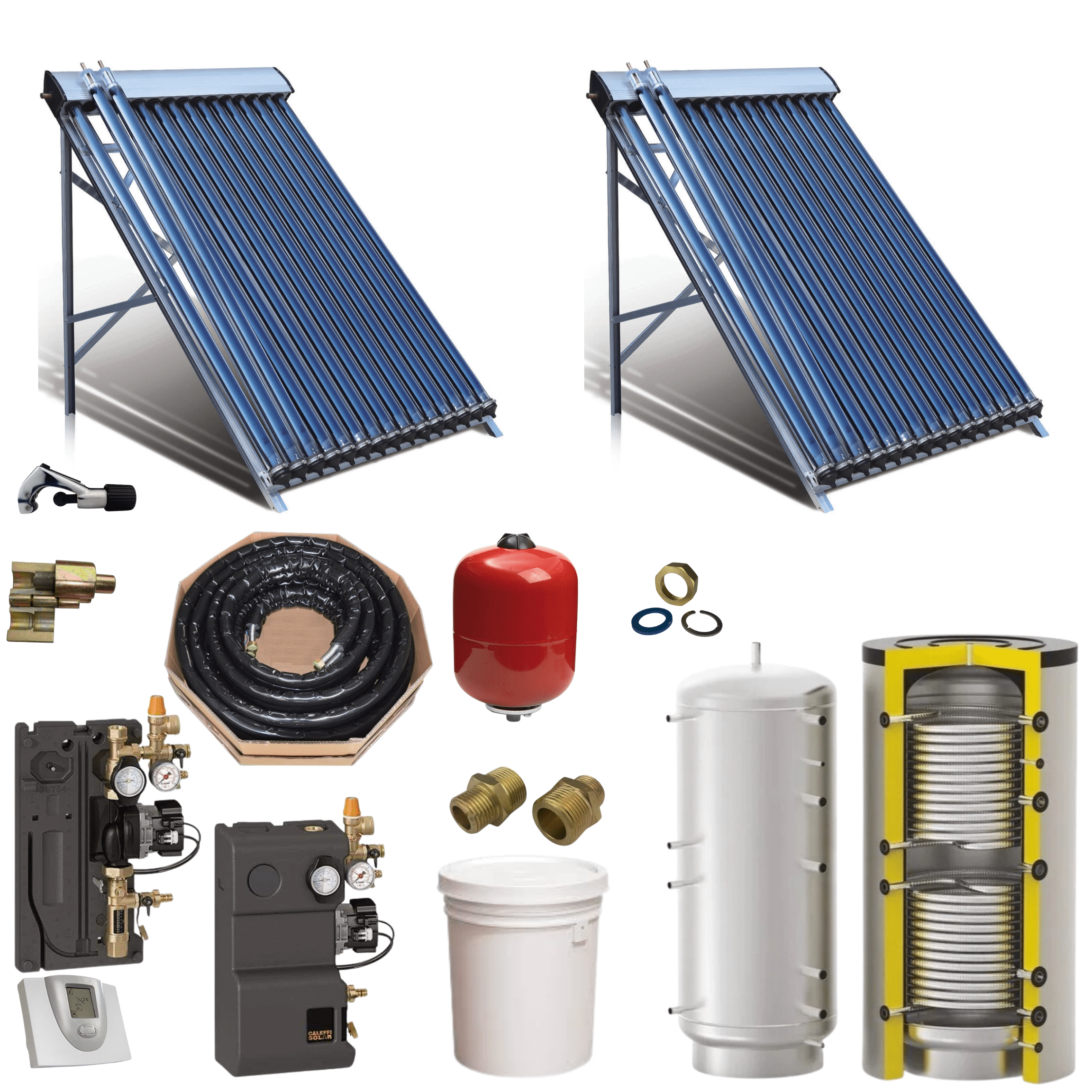 Closed Loop Solar Water heater Kit with 2x20 Tubes Collector, 250L Storage Tank and selected options