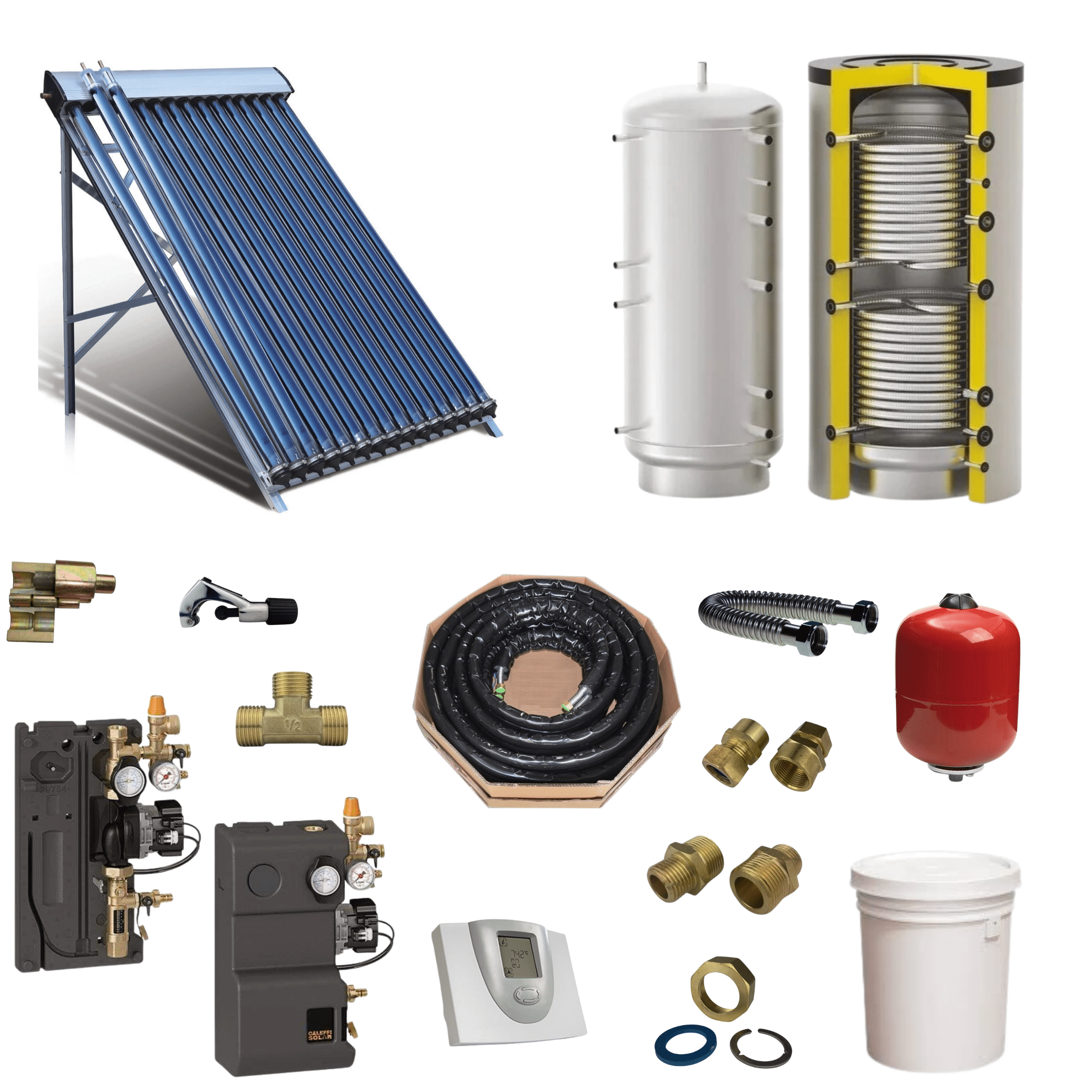 30T_1C_200L_PST_SSA Closed Loop Solar Water heater Kit with 1x30 Tubes Collector, 200L Storage Tank and selected options