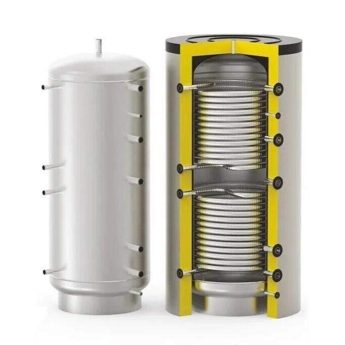 All in One Buffer Tank and Indirect Water Heater 200 L - Standard Diameter Lower & Upper Coil - (Φ16mm / Φ⅝
