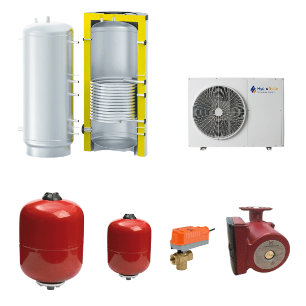 Monoblock Air to Water Heat Pump Kit HPATWMSCT10101LM- One Thermal Storage tank and Accessories